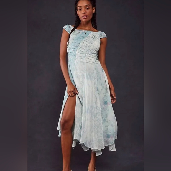 Free People Heart to Heart Midi Slip Dress NWT 8 Ocean Combo - Picture 1 of 4